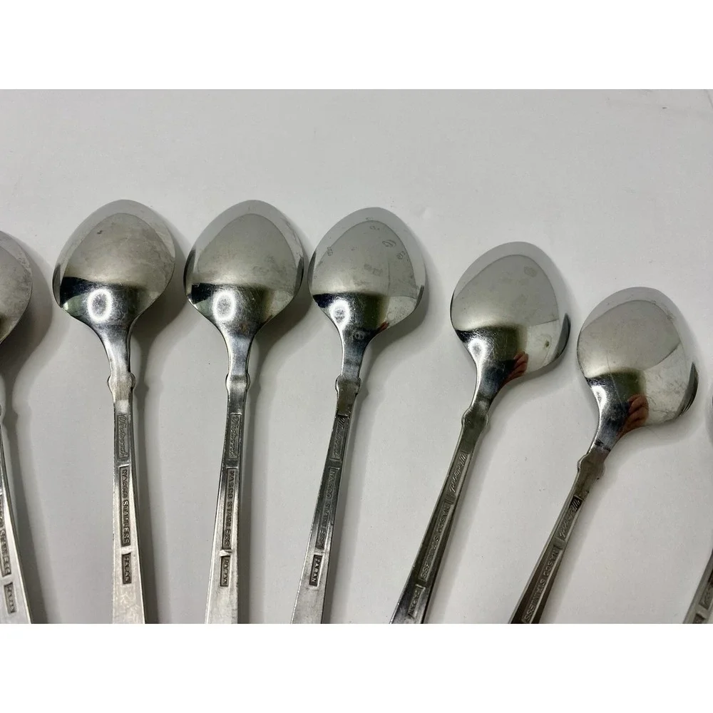 Nasco Stainless Steel Westwood Teaspoons Lot of 7 Made in Japan Rose Floral
